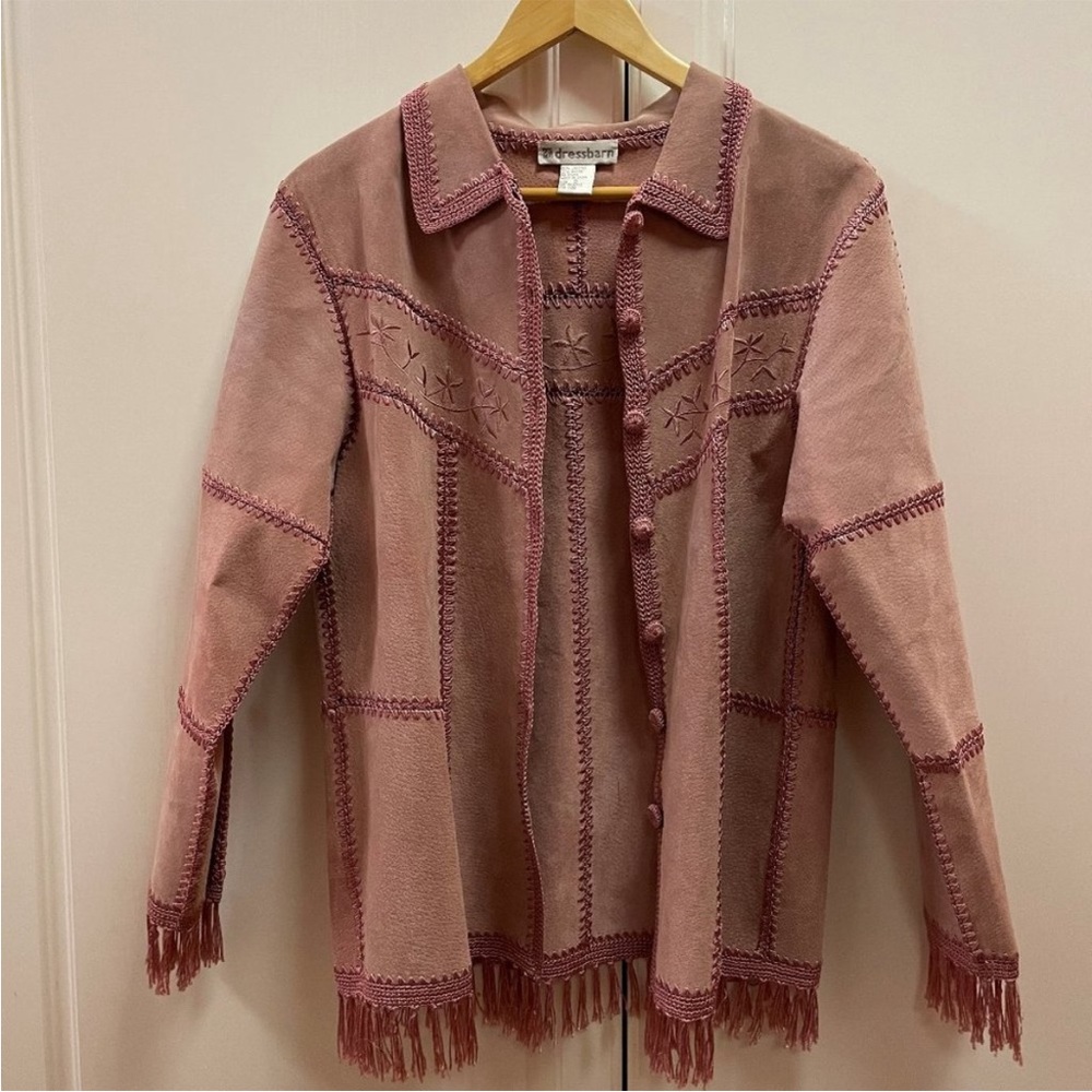 ISO (in search of) Dressbarn Pink Leather Western Jacket with Fringe - Picture 3 of 4
